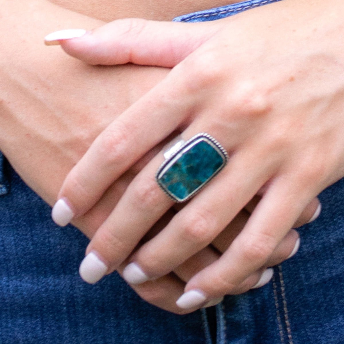 Semiprecious Apatite Stone Ring – Jewelry R4607