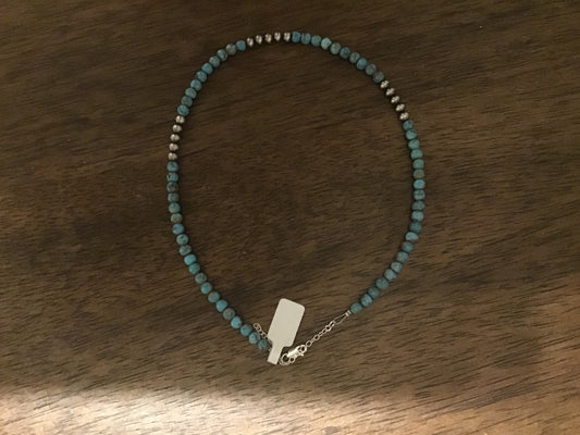 Jewelry 5 mm Navajo and Turquoise Nugget Choker CHO-NAV-031-TUR