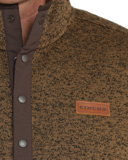 Men’s Pullover Cinch Khaki Brown 1/4 snap sweater outerwear MWK1534010