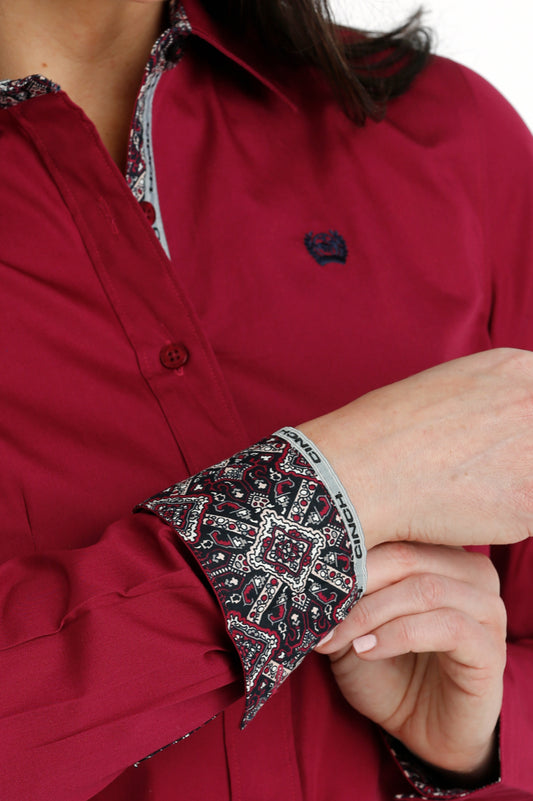 Shirts Women’s Cinch Burgundy Long Sleeve Button Up MSW9165041