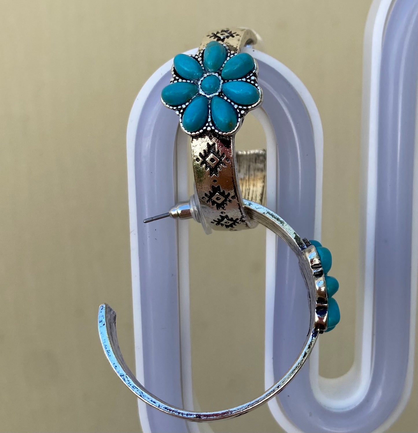 Earrings turquoise hoop JE427