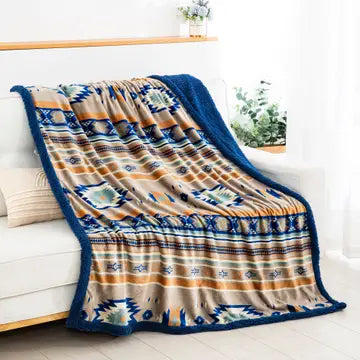 Bedding Blankets Pillows Stella Aztec Sherpa Line Throw Large 2023