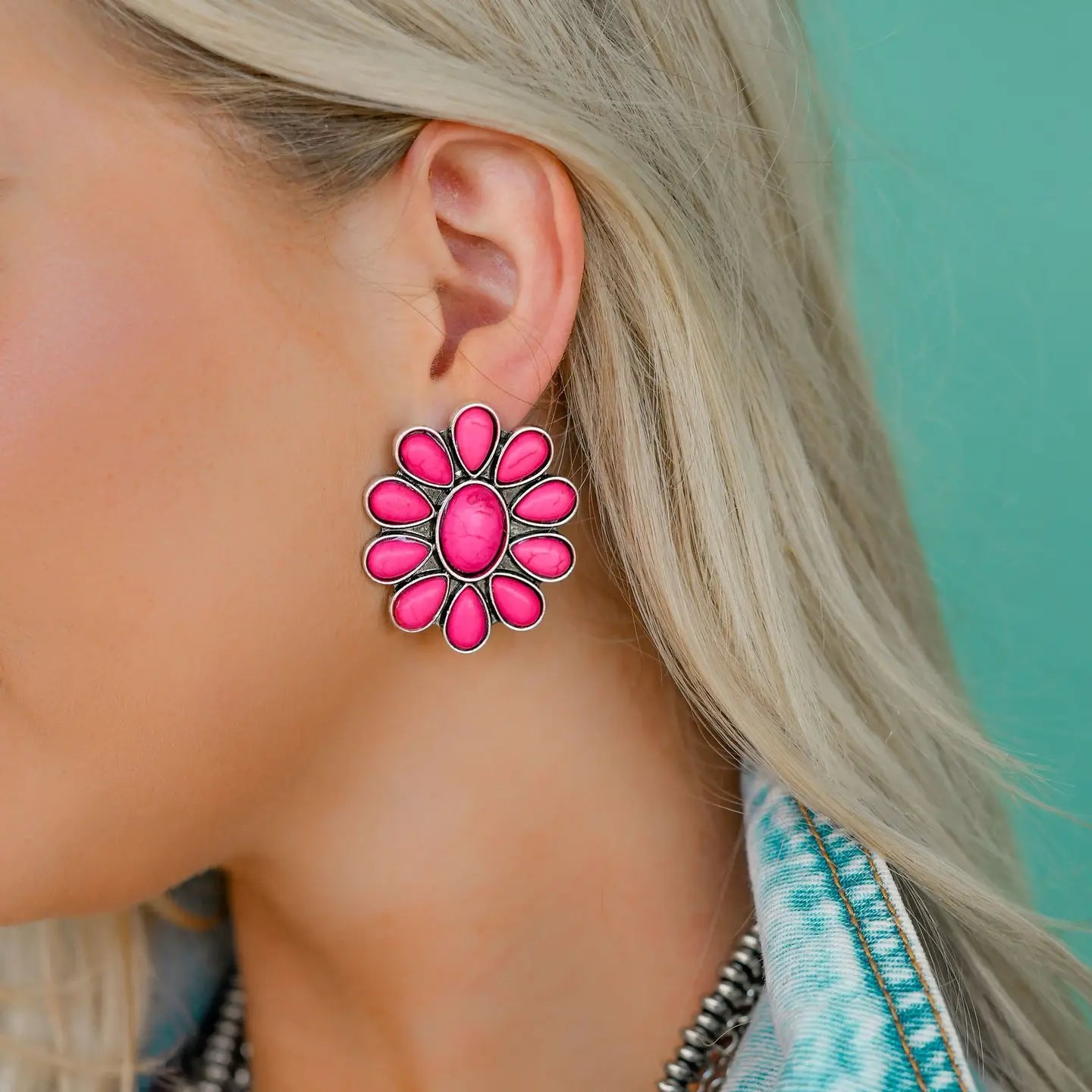 Earrings Pink Flower Cluster Post E800PNK
