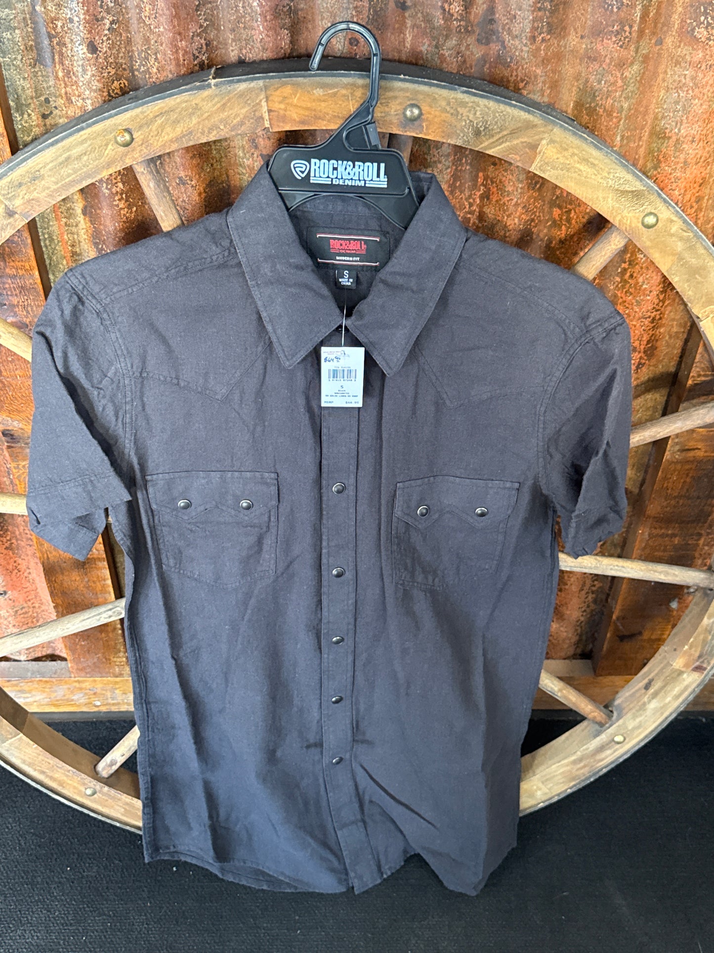 Shirts Men’s Rock&Roll Short Sleeve Snap Black BMN3S08755