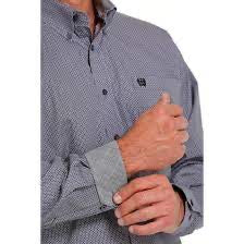 Shirts Mens Cinch Long Sleeve Button Blue Geo MTW1105635