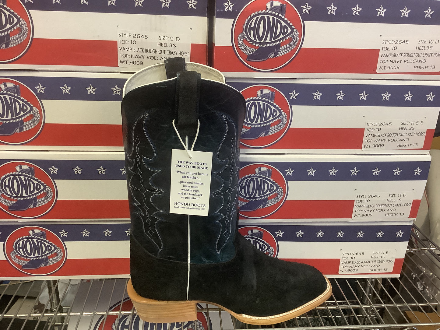 Boots Mens Hondo Black Rough Out 2645