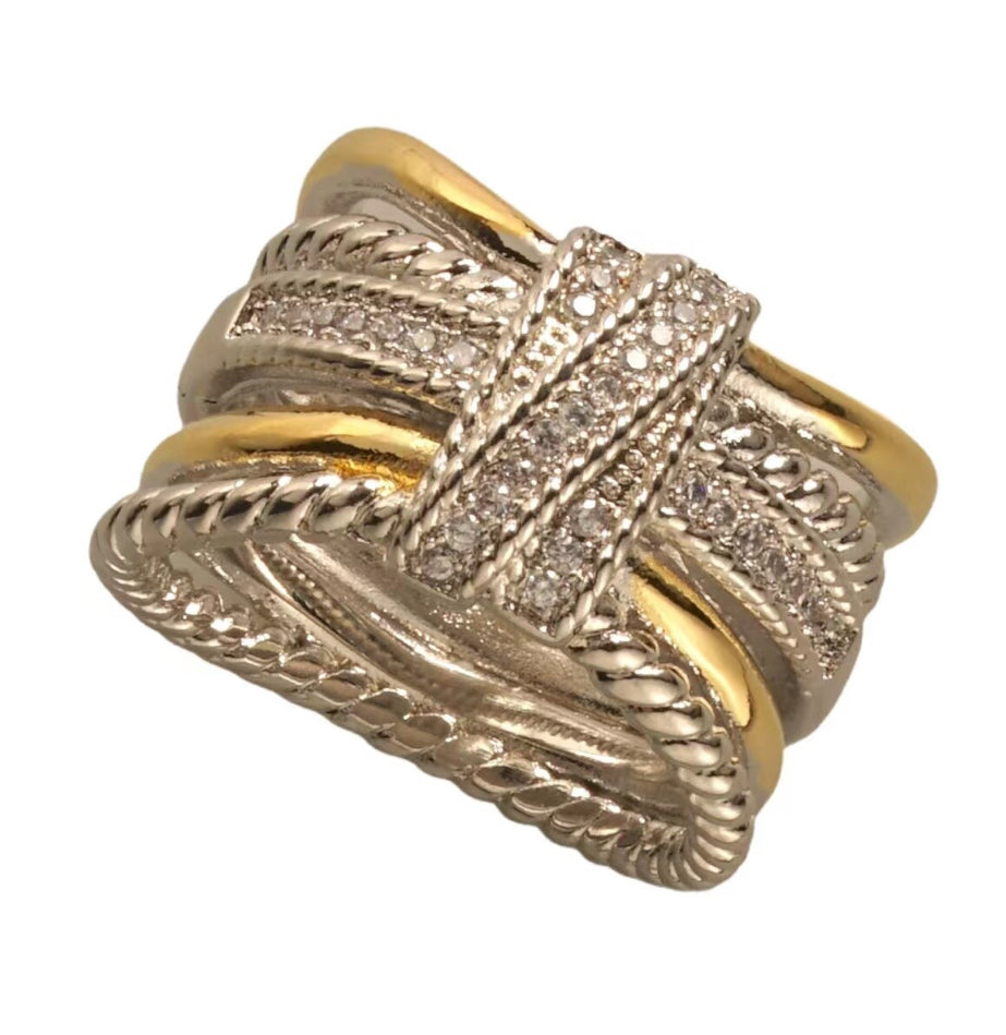 Jewelry MX Two Tone Cable Band Ring JR3641
