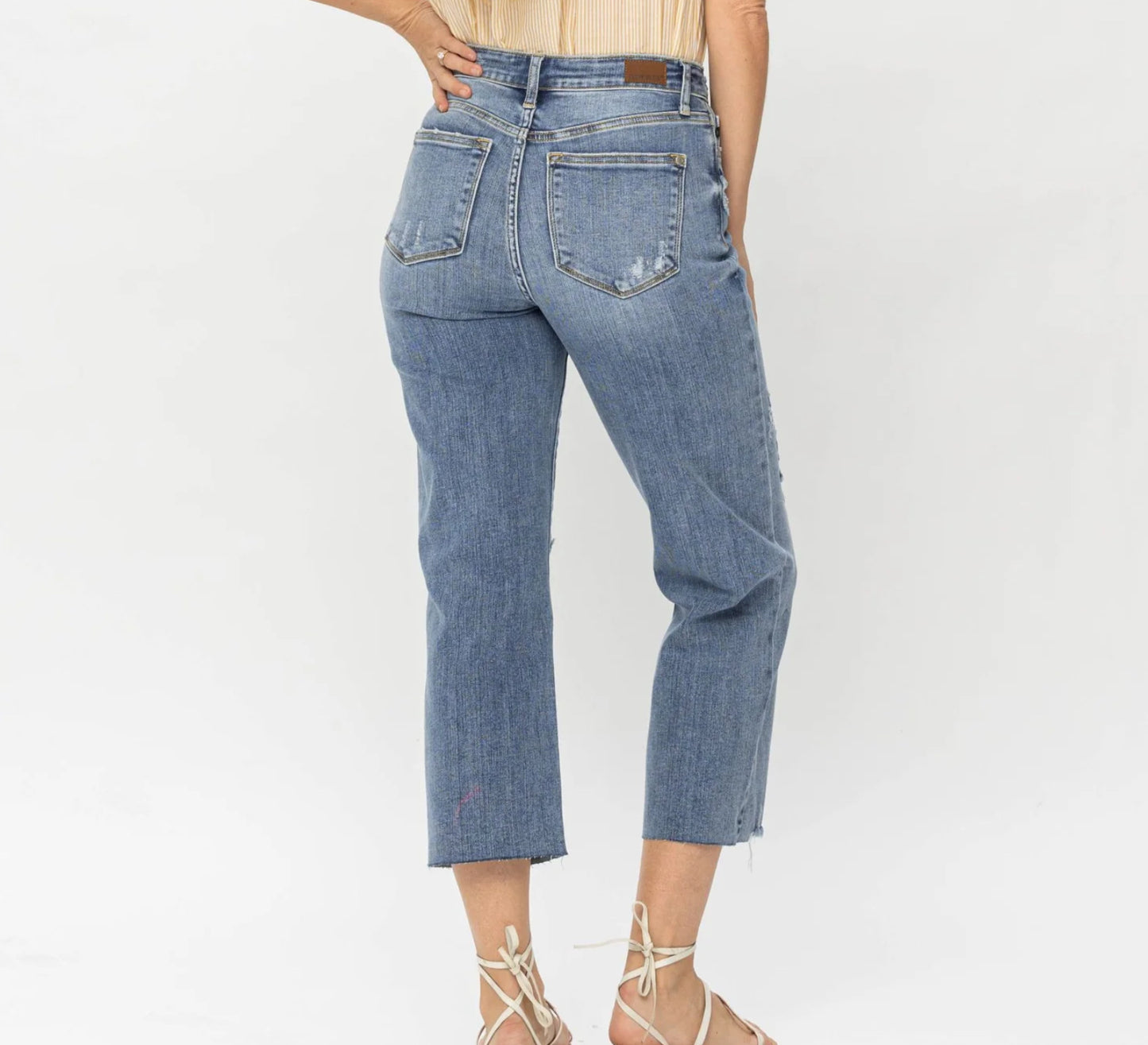 Jeans Women’s Judy Blue High Waisted Destroy Crop Wide Leg 82256