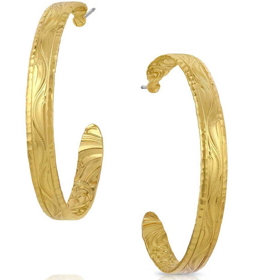 Jewelry Montana Silversmiths Timeless Elegance Chiseled Hoop Earrings ER5663 ER663G