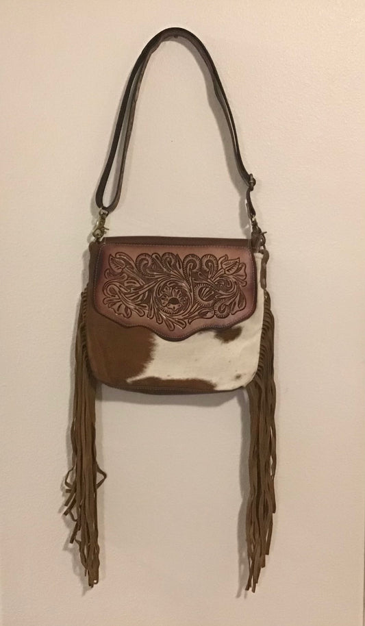 Purses Myra Bag Roswell Way Fringed Hand-Tooled Bag S-7322