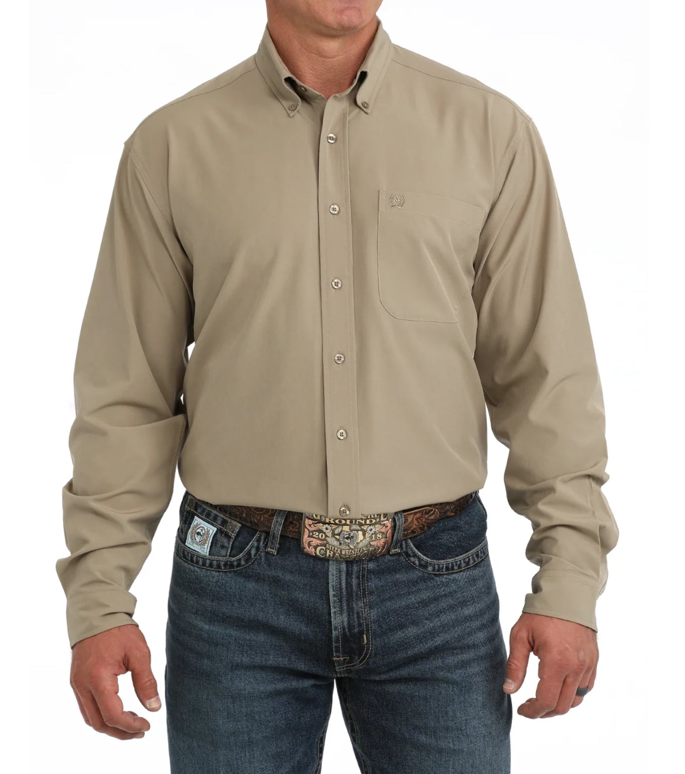 Shirts Men’s Cinch Long Sleeve Arena Flex Khaki MTW1862047