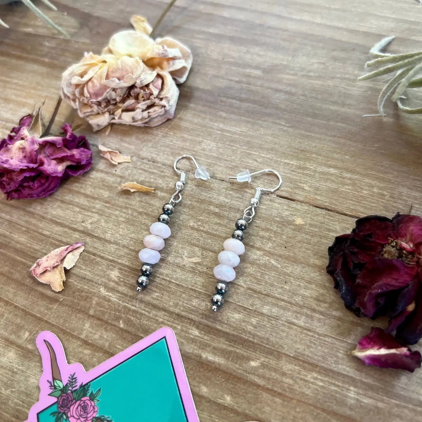 Jewelry Pink Morganite and Navajos Pearl Dangle Earrings EAR-PIN-155-NAV