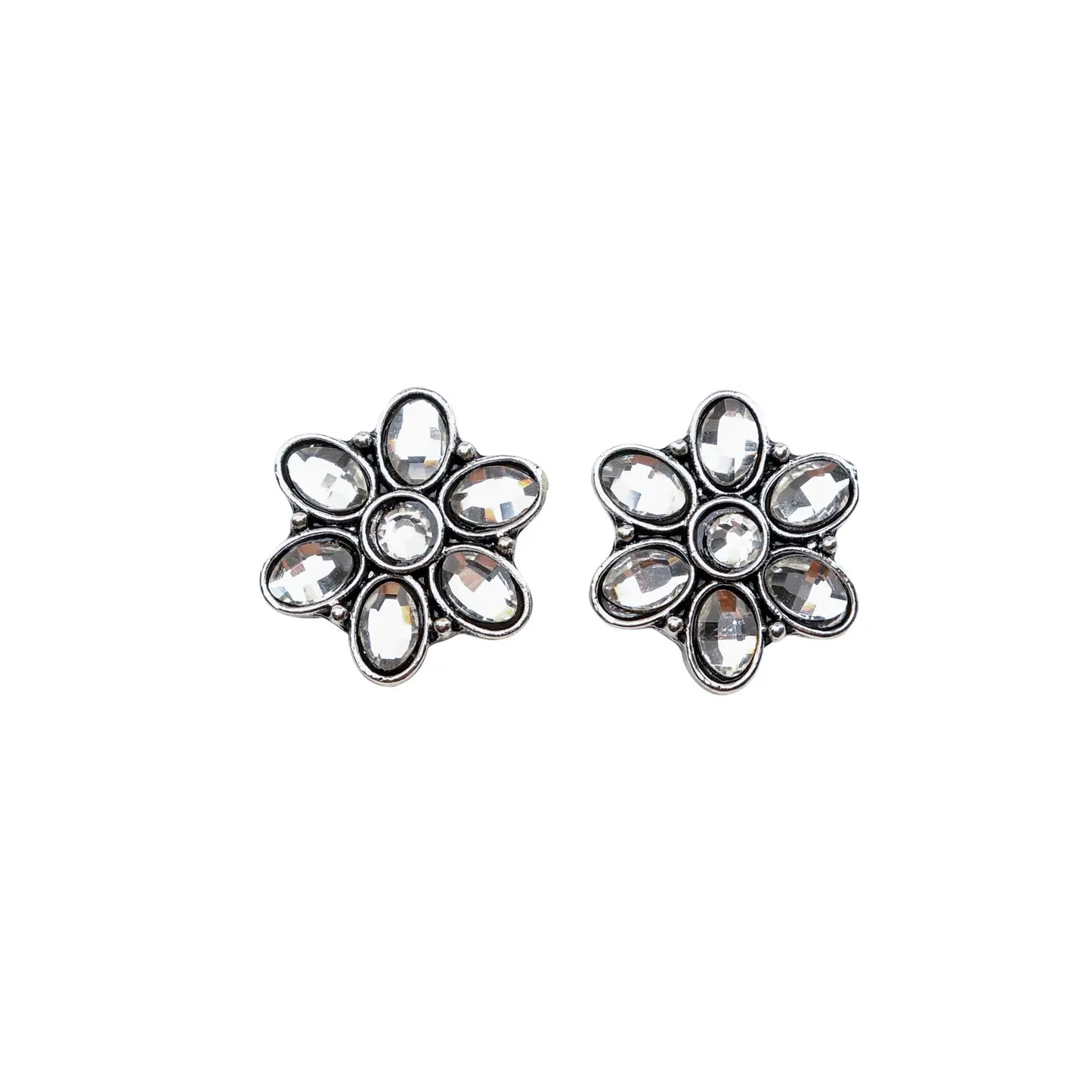 Jewelry .75" Rhinestone Flower Stud Earring E709CLR