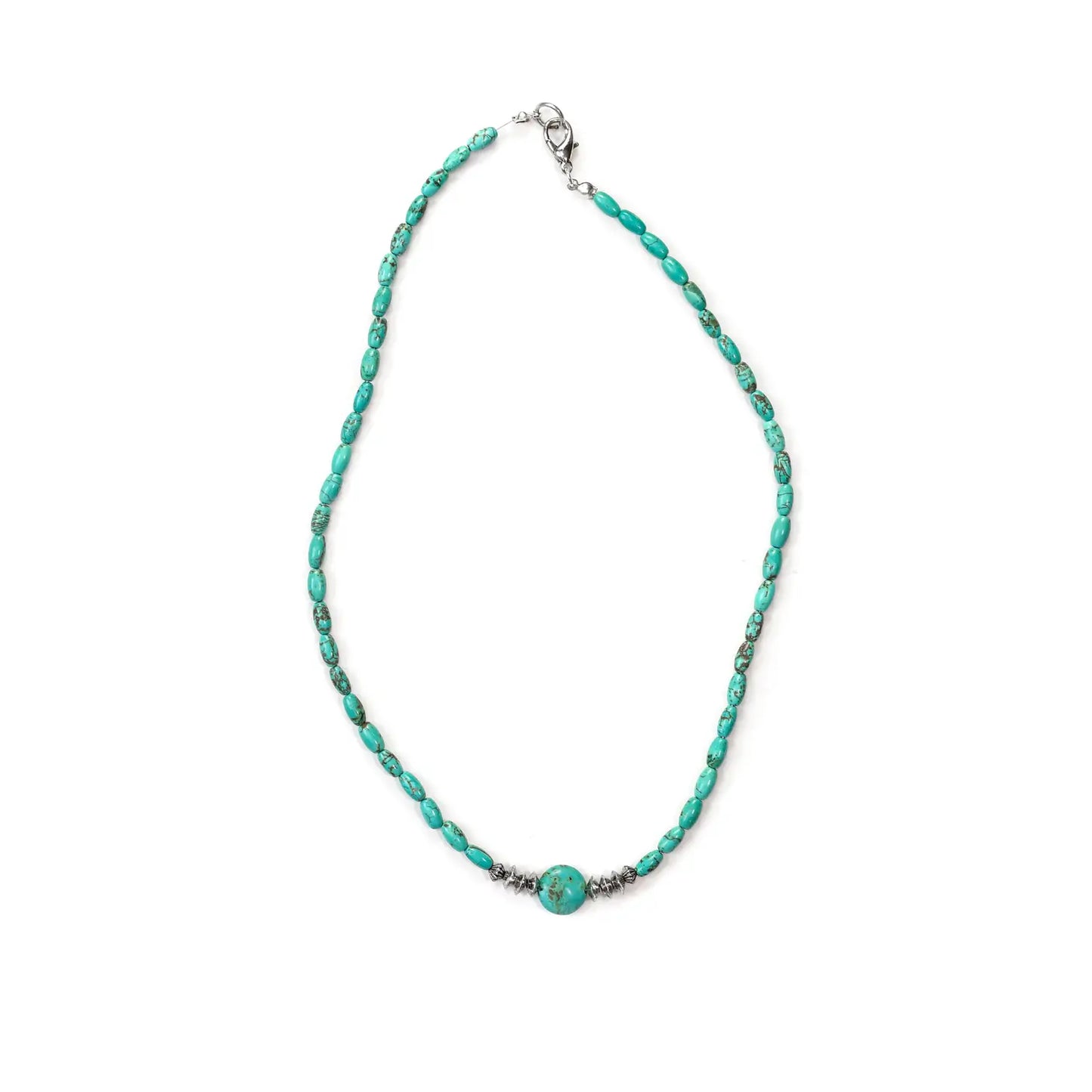 Jewelry 17" Dainty Green Beaded Necklace w/ Silver Disc Bead Accent N1260