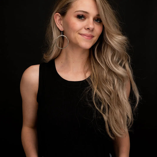 Jewelry Burnished Silver Circle Outline Earrings E590BS