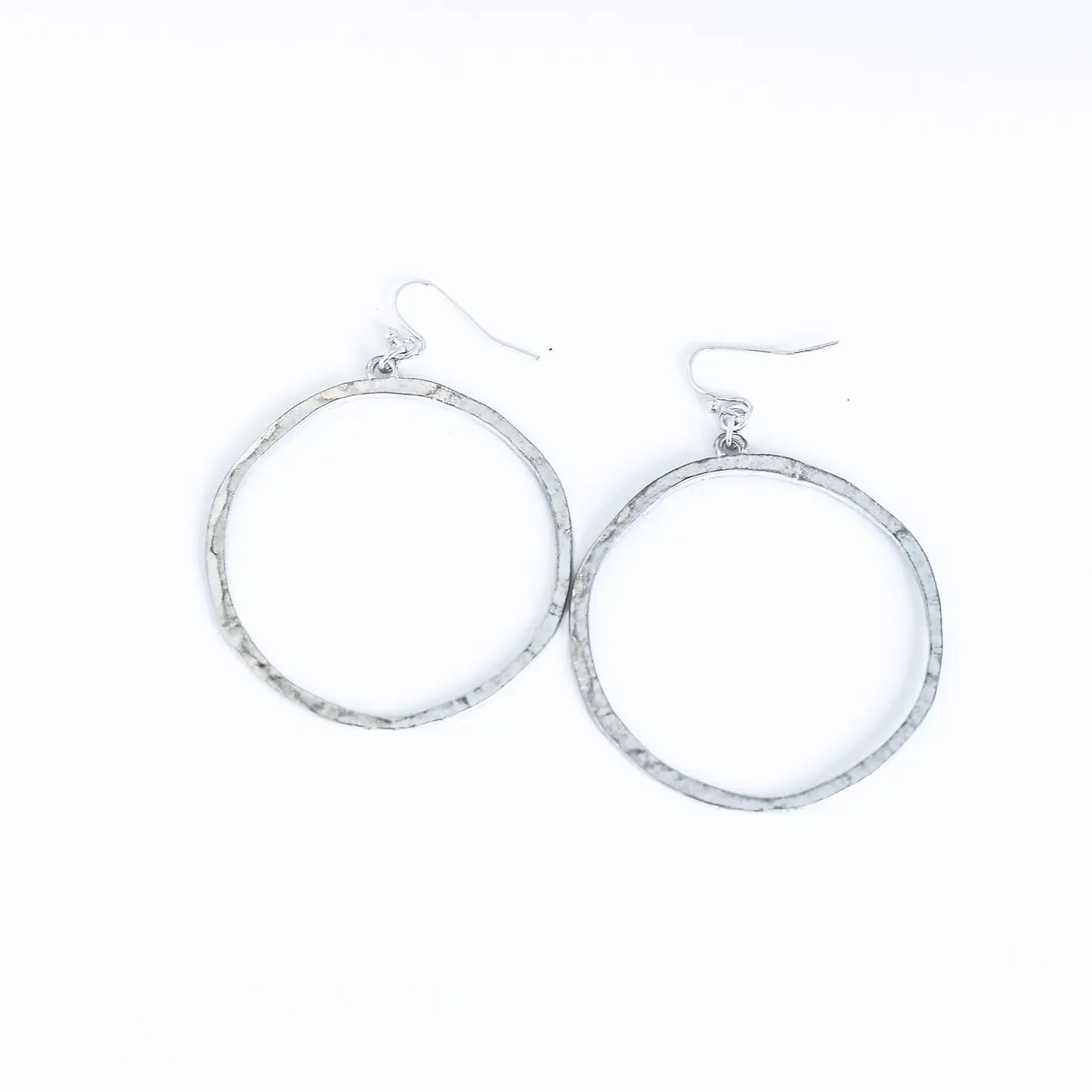 Jewelry Burnished Silver Circle Outline Earrings E590BS