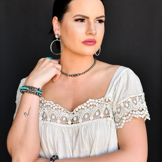 Jewelry 14" Dainty Faux Navajo Pearl Choker N1300