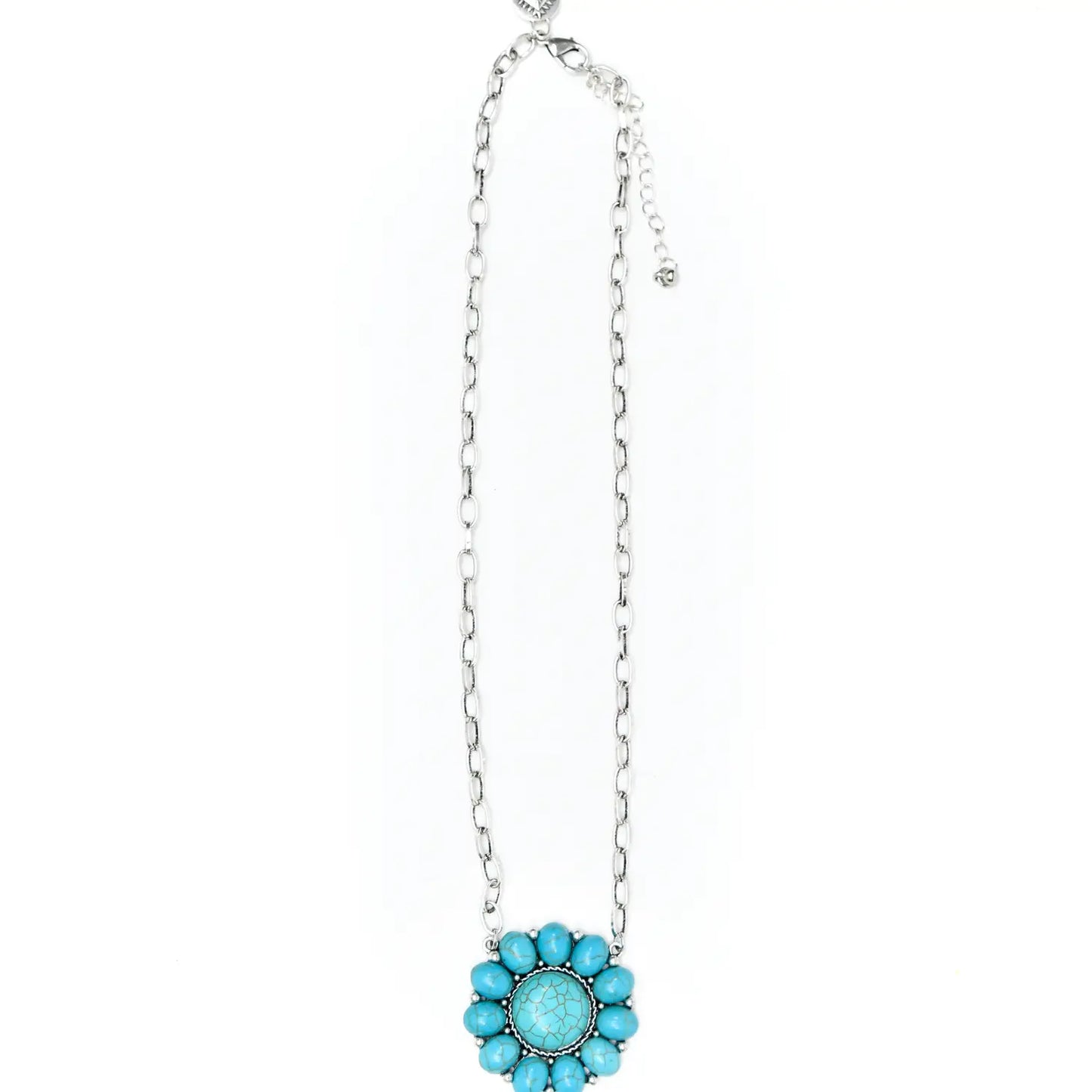 18" Turquoise Flower Necklace N1283