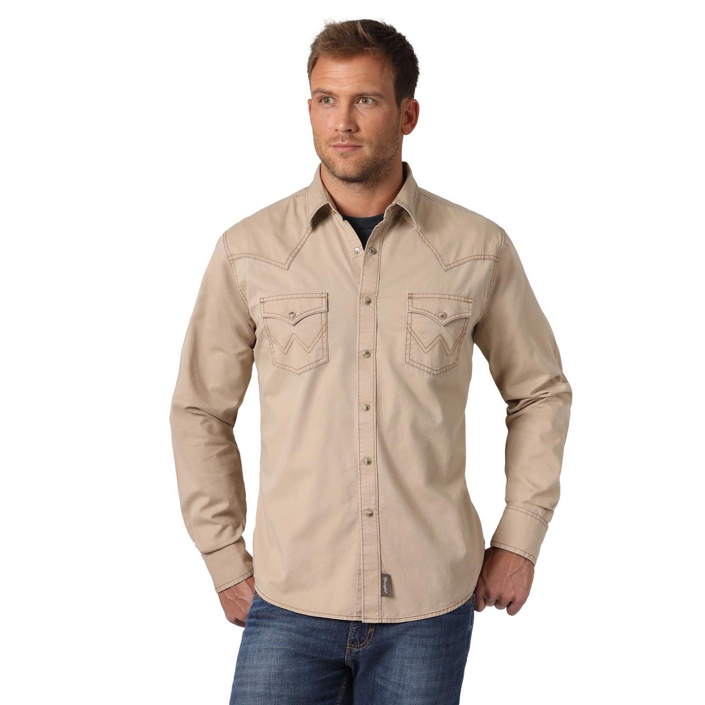 Shirts Mens Wrangler Retro Snap Tan MVR502T