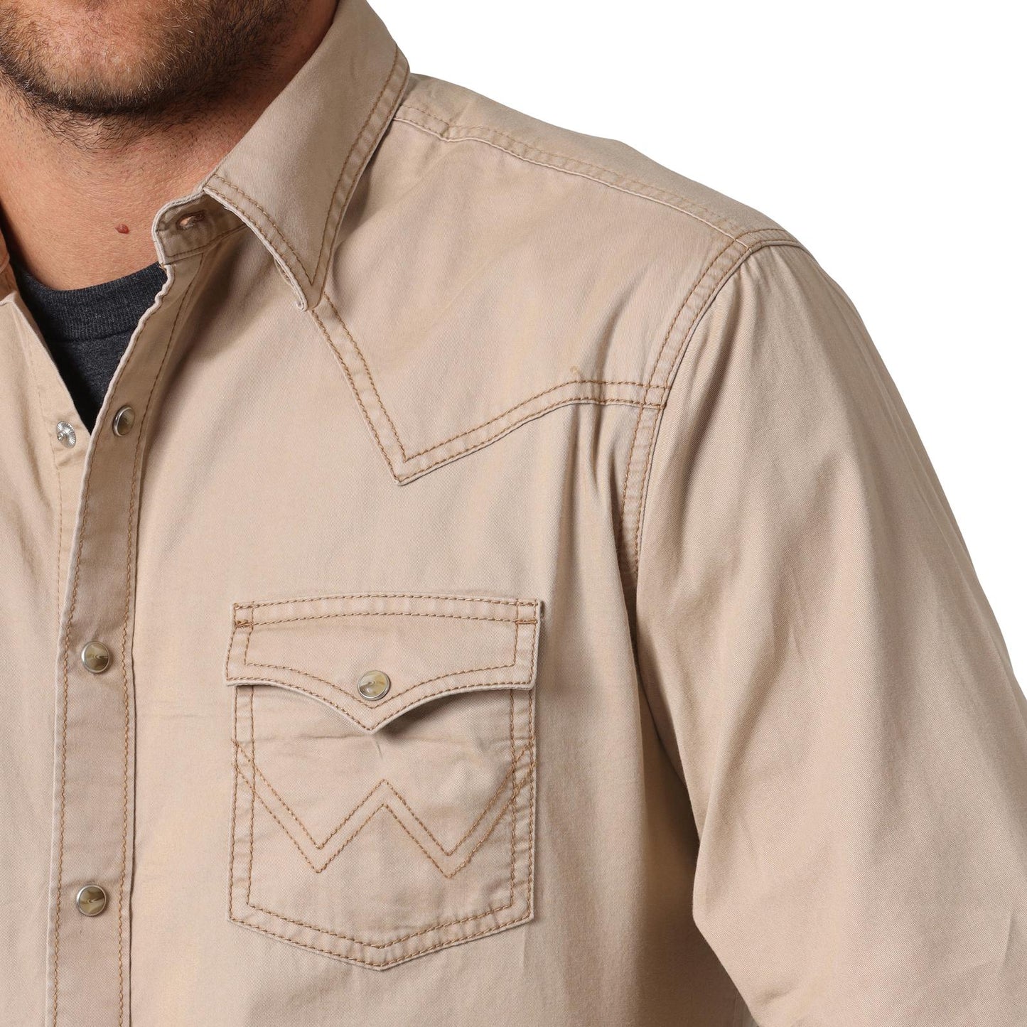 Shirts Mens Wrangler Retro Snap Tan MVR502T