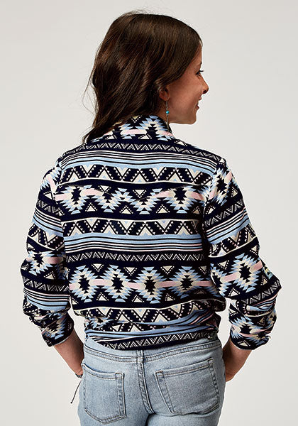 Shirts Girls Navy Aztec Rayon 03-080-5090-2063