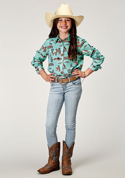 Shirts Girls Roper Long Sleeve Snap 03-080-0590-2007