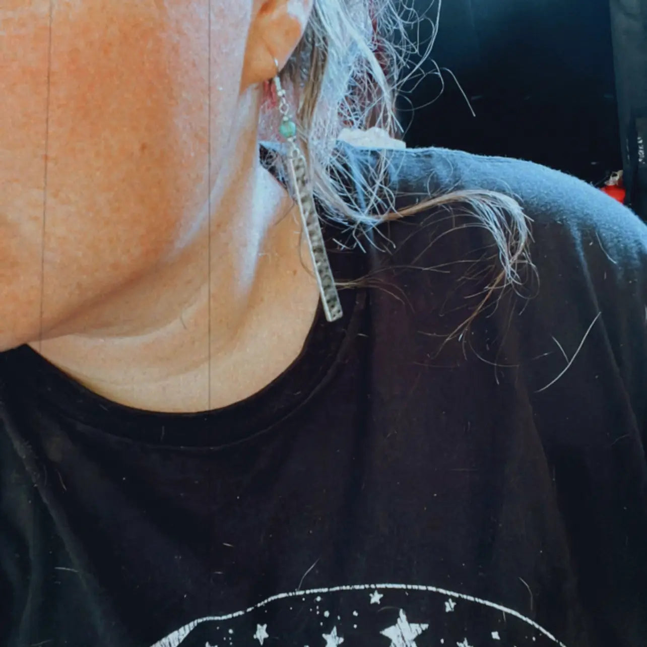 Jewelry Silver Bar and Turquoise Accessories EAR-DAN-027-TUR