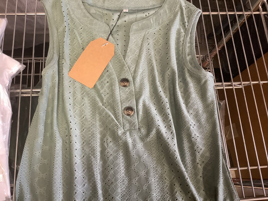 Shirts Women’s Tank Black V Neck Front Button CWTSTSLOO3