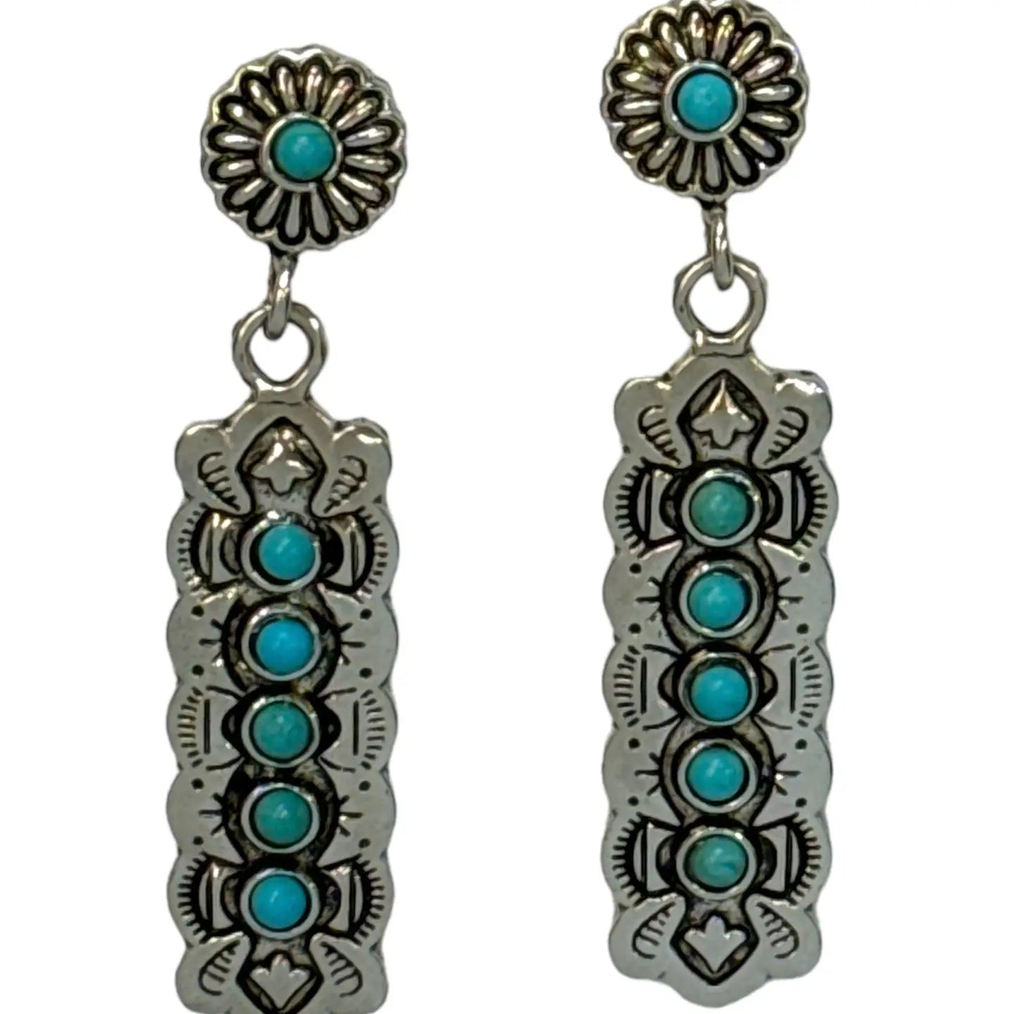 Earrings Burnished Silver Concho E02-009