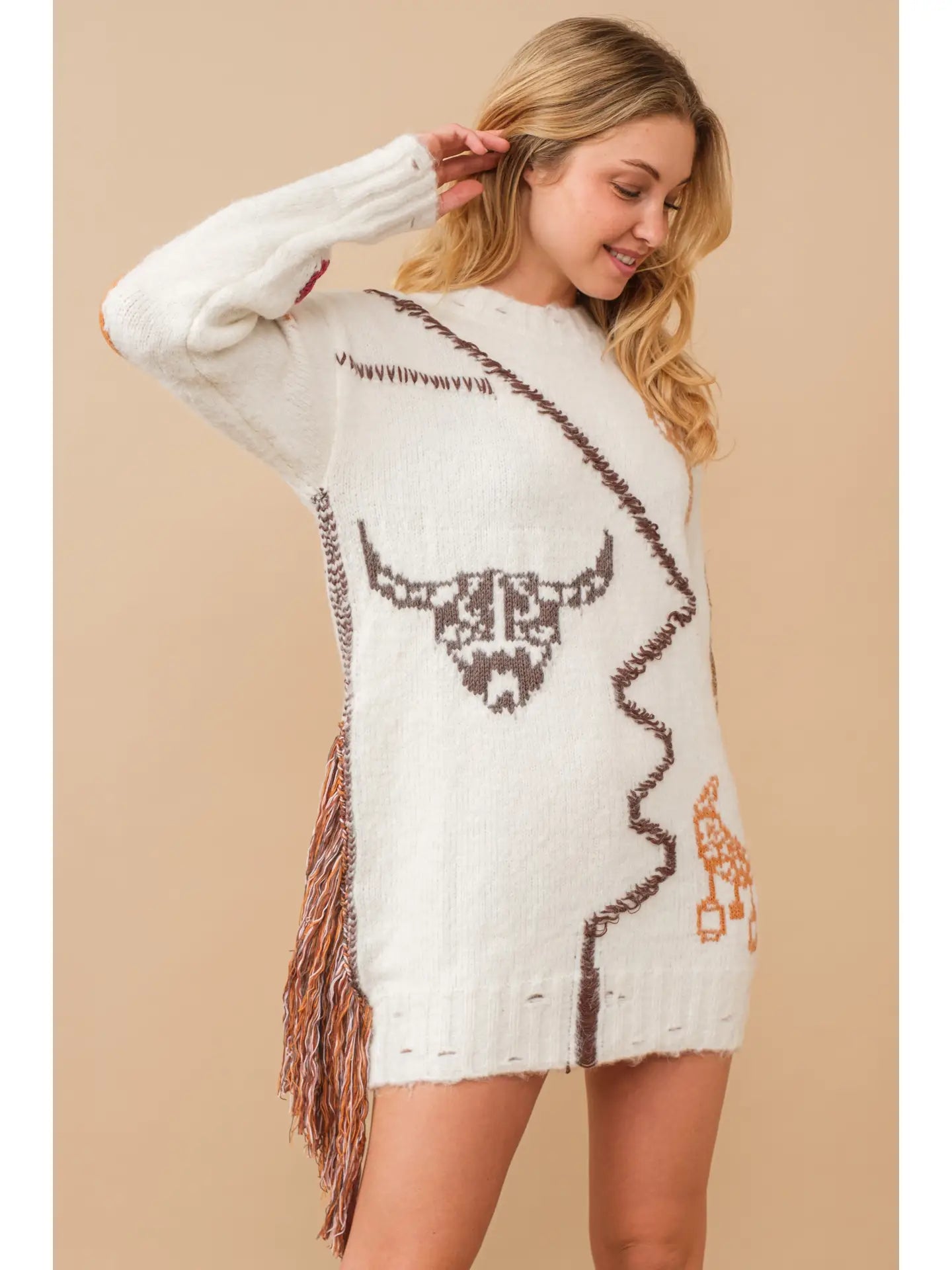 Outerwear Women’s Sweater Fringe Side 34385W