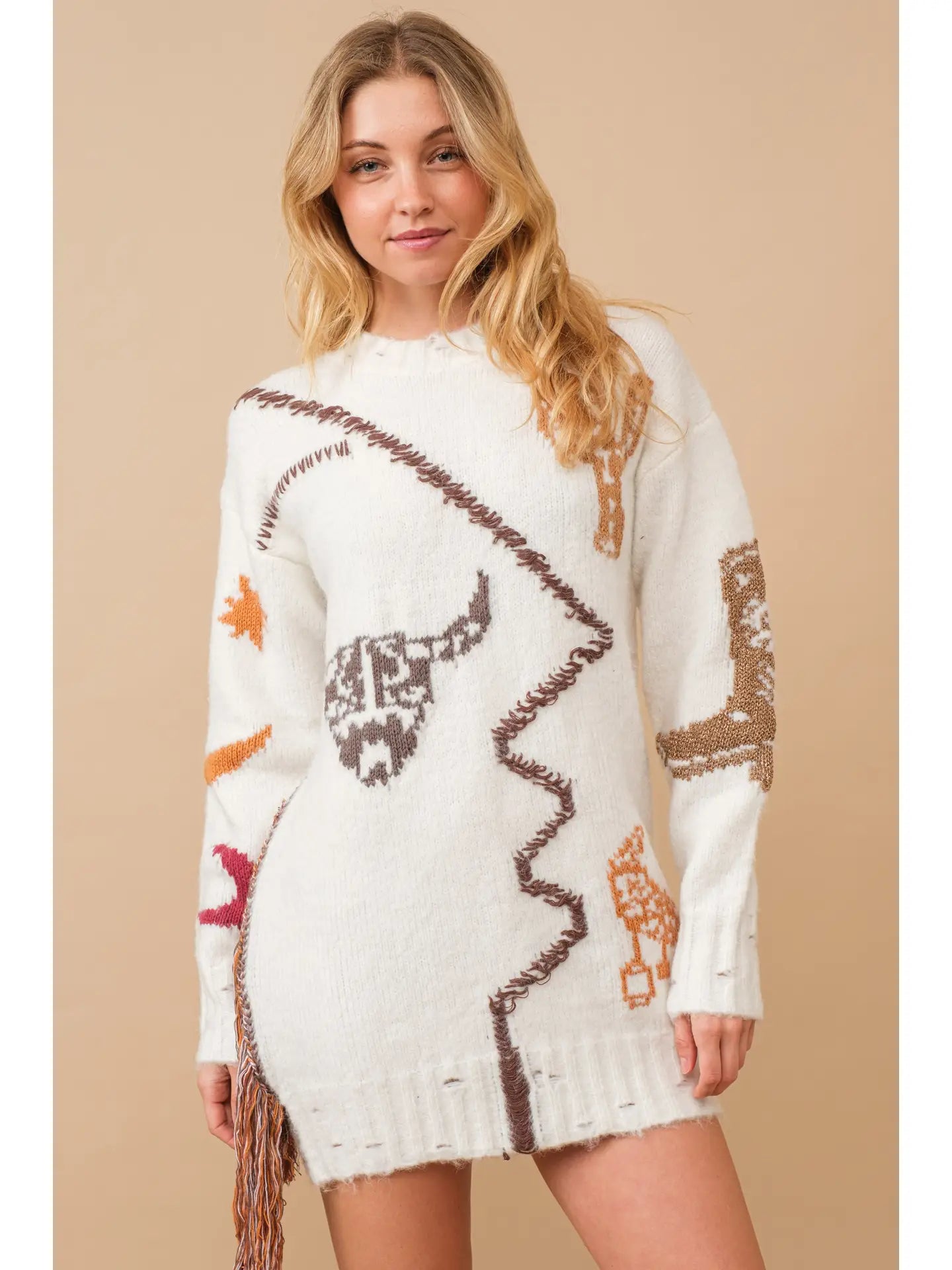 Outerwear Women’s Sweater Fringe Side 34385W