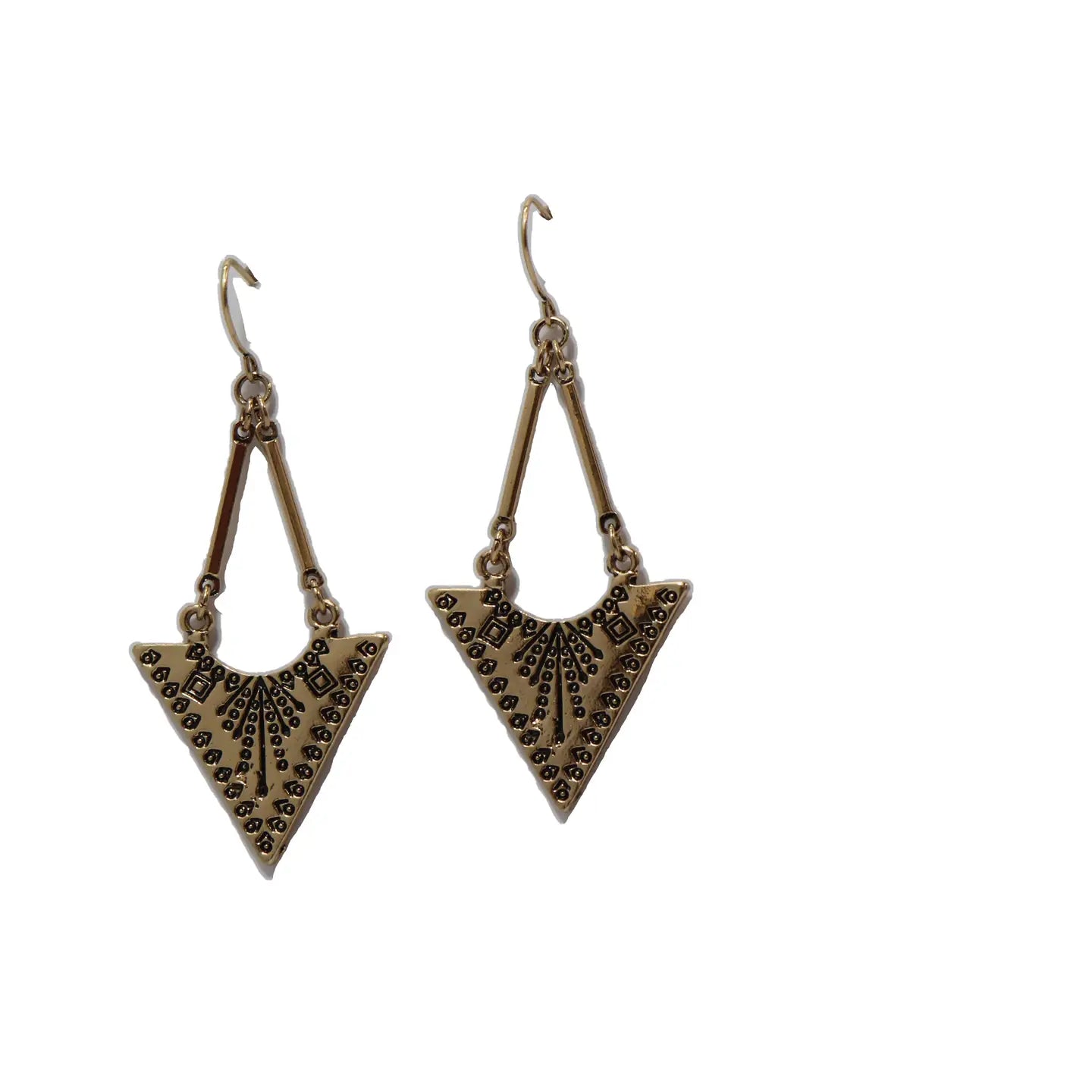 Jewelry Earrings Burnished Gold Triangle Stamped Drop Earring E947G