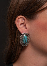 Jewelry Earring Turquoise Flower Post E913