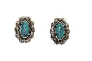 Jewelry Earring Turquoise Flower Post E913