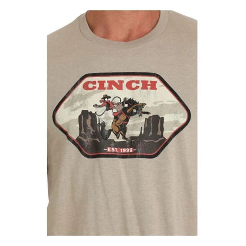 Shirts Men’s Cinch Short Sleeve Tee Khaki Bronc MTT1690662