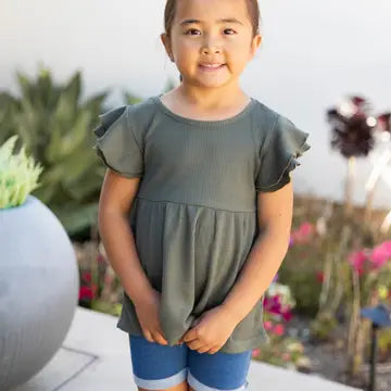 Shirts Girls Flutter Sleeve Peplum