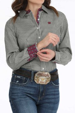 Shirts Women’s Cinch TENCEL Black Striped MSW9165065