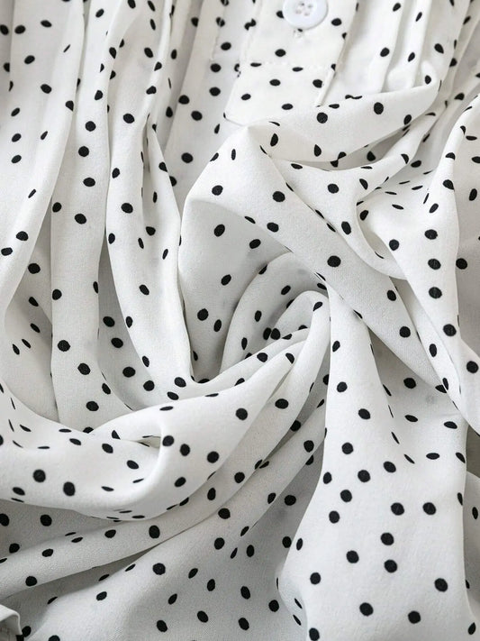 Shirts Women’s Ruffled V Neck Polka Dot RCJW05073