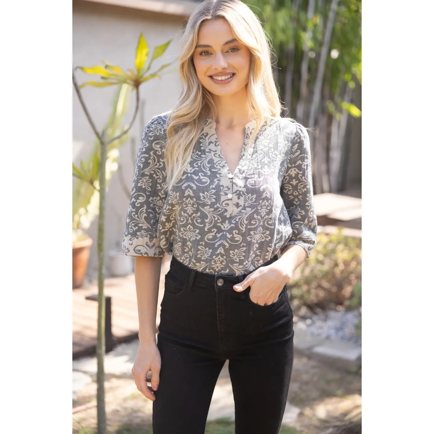 Shirts Women’s Three Quarter Sleeve V Neck 35200