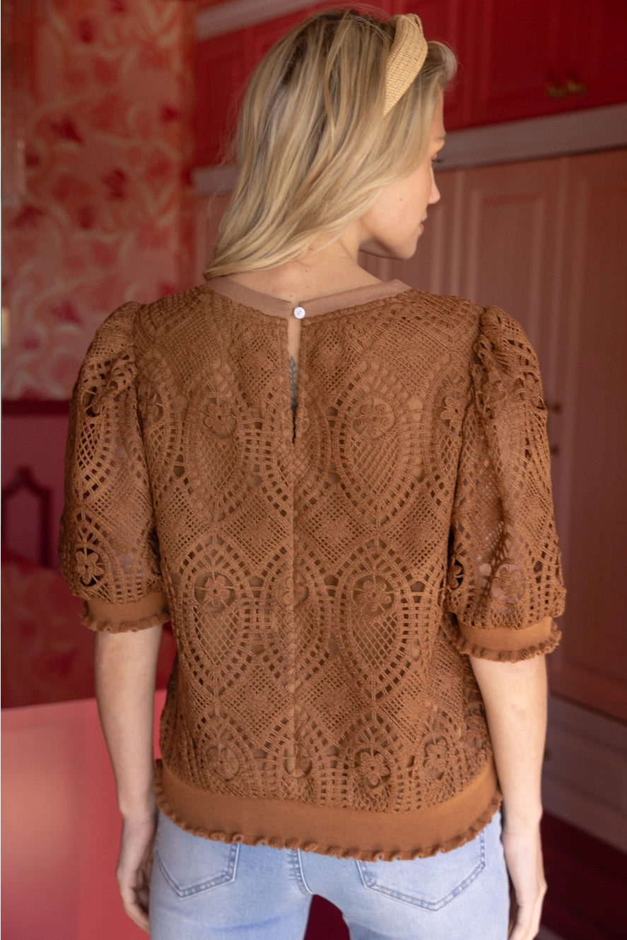 Shirts Women’s Ruffled Band Lace Top 35343