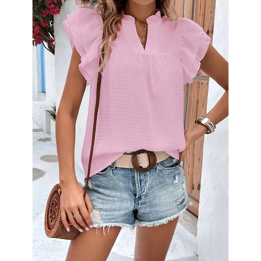 Shirts Women’s V Neck Ruffle Blouse W20505382
