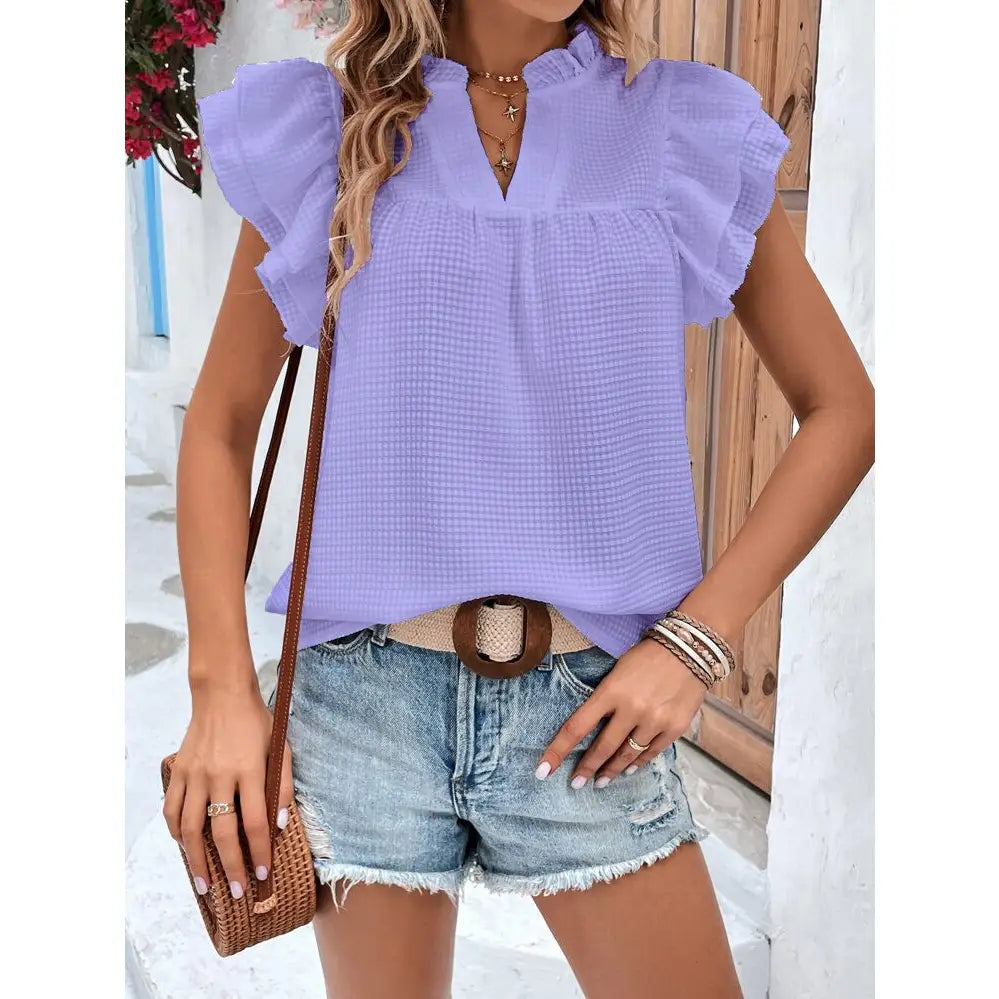 Shirts Women’s V Neck Ruffle Blouse W20505382