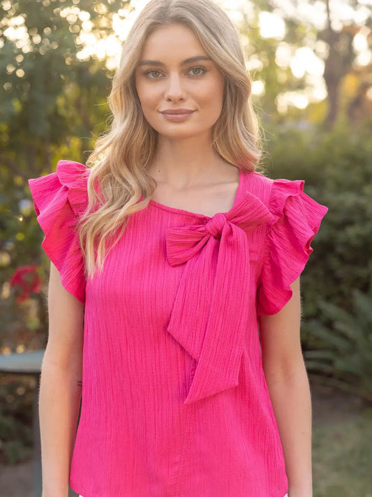 Shirts Women’s Ribbon Accent Ruffle Sleeve 35385