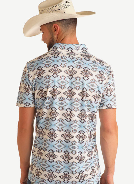 Shirts Men’s Rock&Roll Aztec Printed Polo White BM51T06010