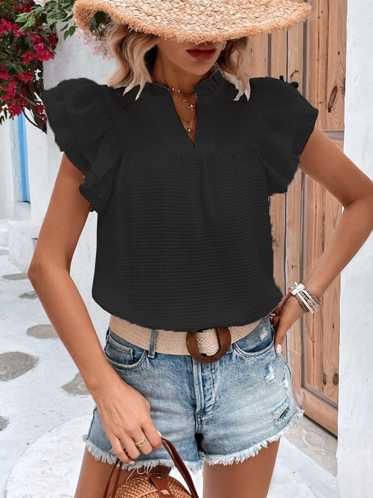 Shirts Women’s V Neck Ruffle Blouse W20505382