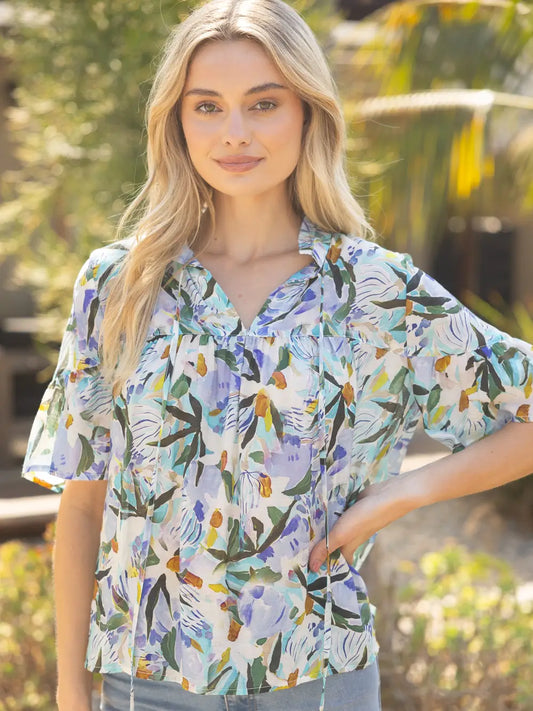 Shirts Women’s V Neck Tie Neck Floral 35247