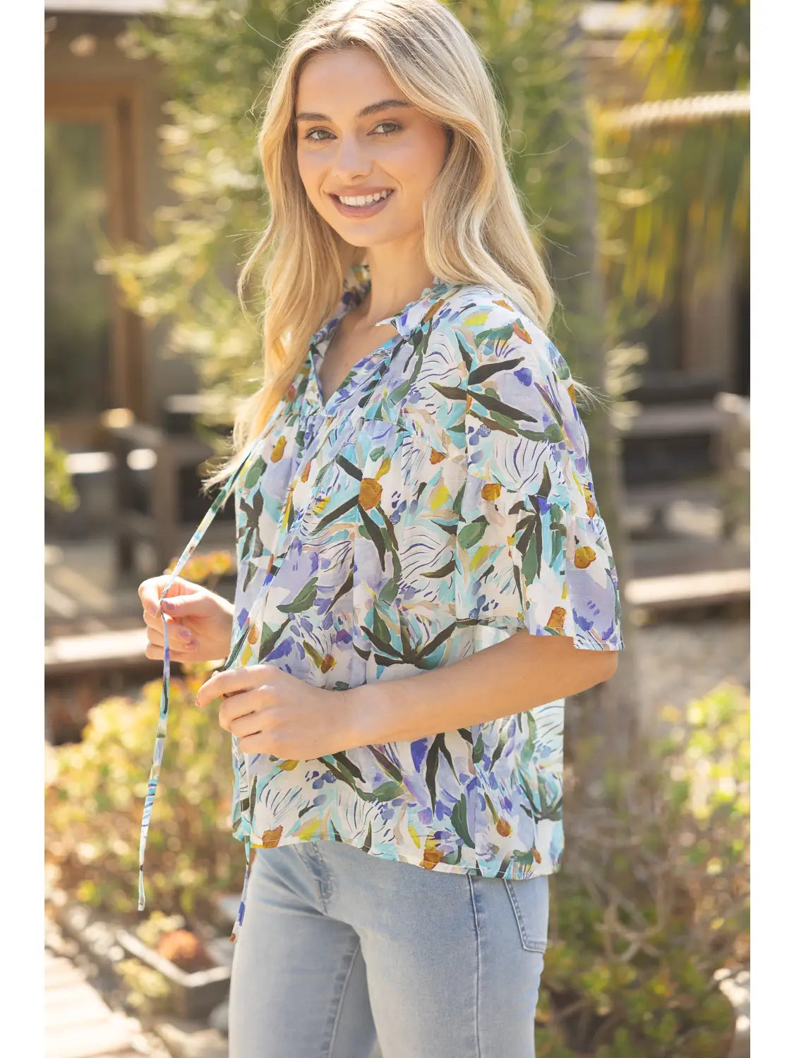 Shirts Women’s V Neck Tie Neck Floral 35247