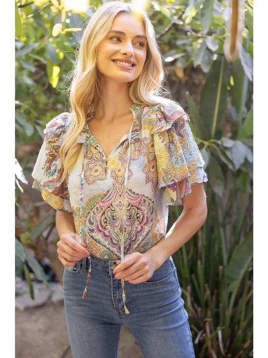 Shirts Women’s Double Ruffle Paisley 35272