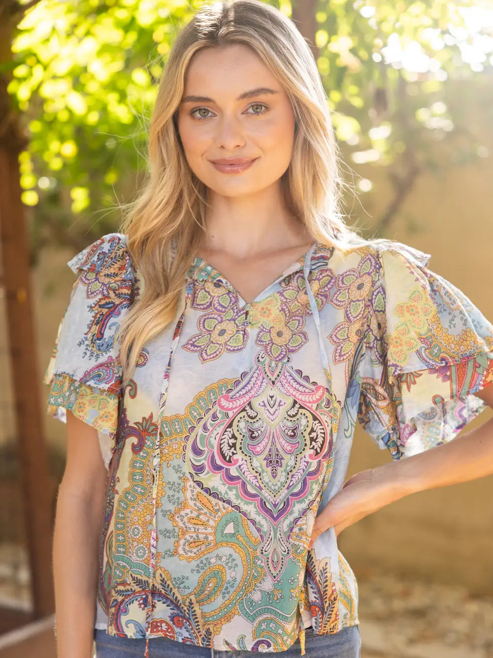 Shirts Women’s Double Ruffle Paisley 35272