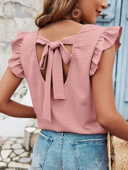 Shirts Women’s Tie Back Ruffle Blouse W20510221